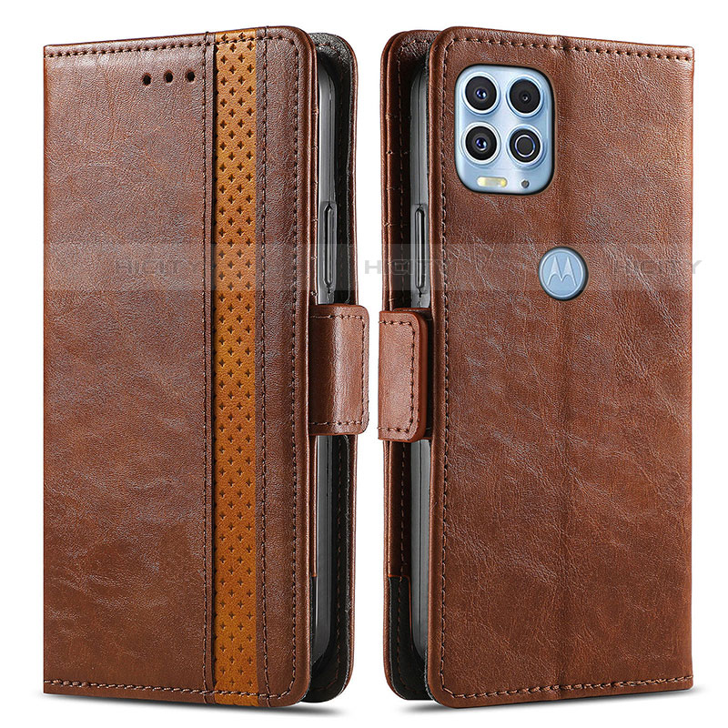 Funda de Cuero Cartera con Soporte Carcasa S02D para Motorola Moto Edge S 5G Marron