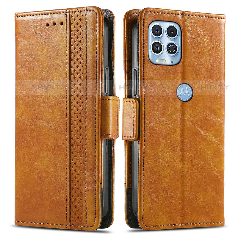 Funda de Cuero Cartera con Soporte Carcasa S02D para Motorola Moto Edge S 5G Marron Claro