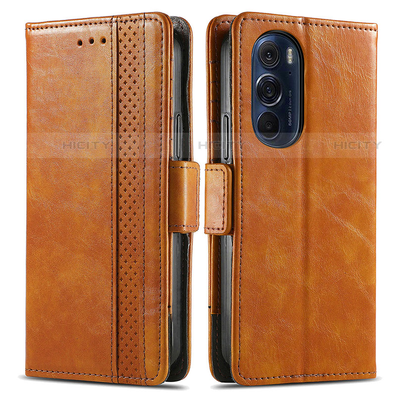 Funda de Cuero Cartera con Soporte Carcasa S02D para Motorola Moto Edge X30 5G Marron Claro