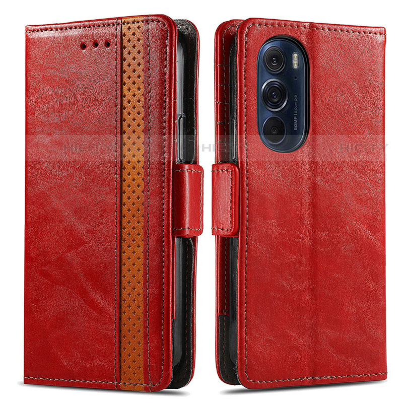 Funda de Cuero Cartera con Soporte Carcasa S02D para Motorola Moto Edge X30 5G Rojo