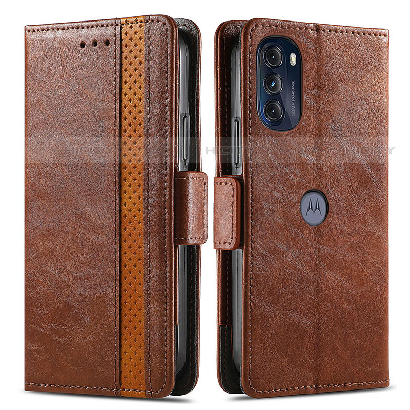 Funda de Cuero Cartera con Soporte Carcasa S02D para Motorola Moto G 5G (2022) Marron