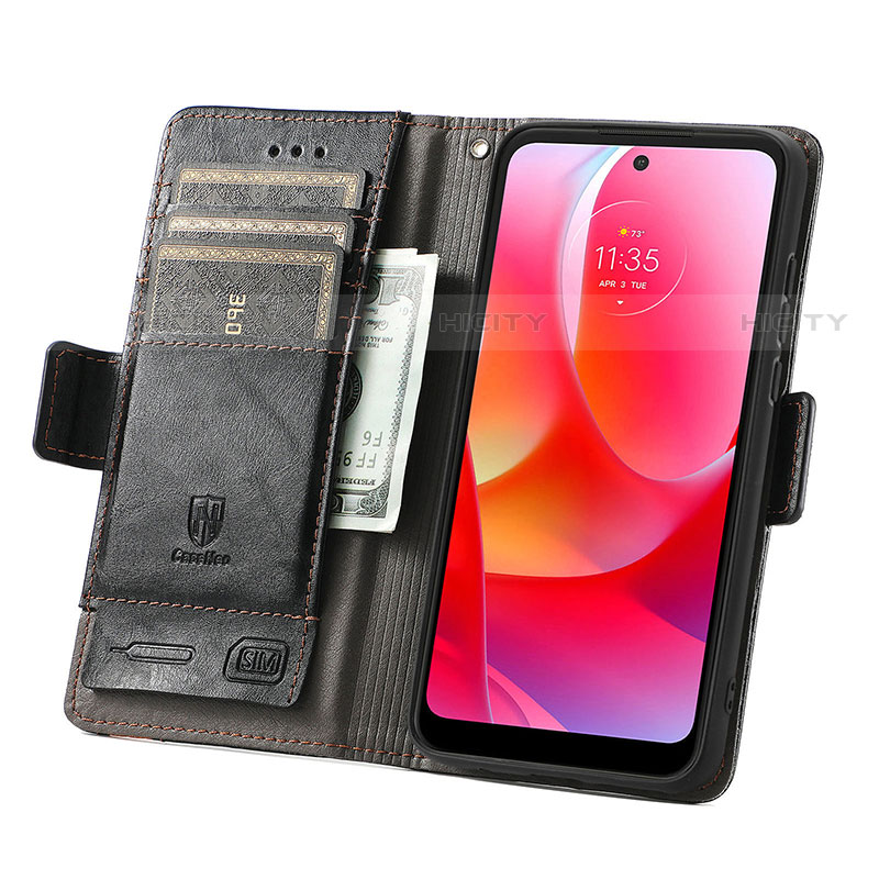 Funda de Cuero Cartera con Soporte Carcasa S02D para Motorola Moto G Play (2023)