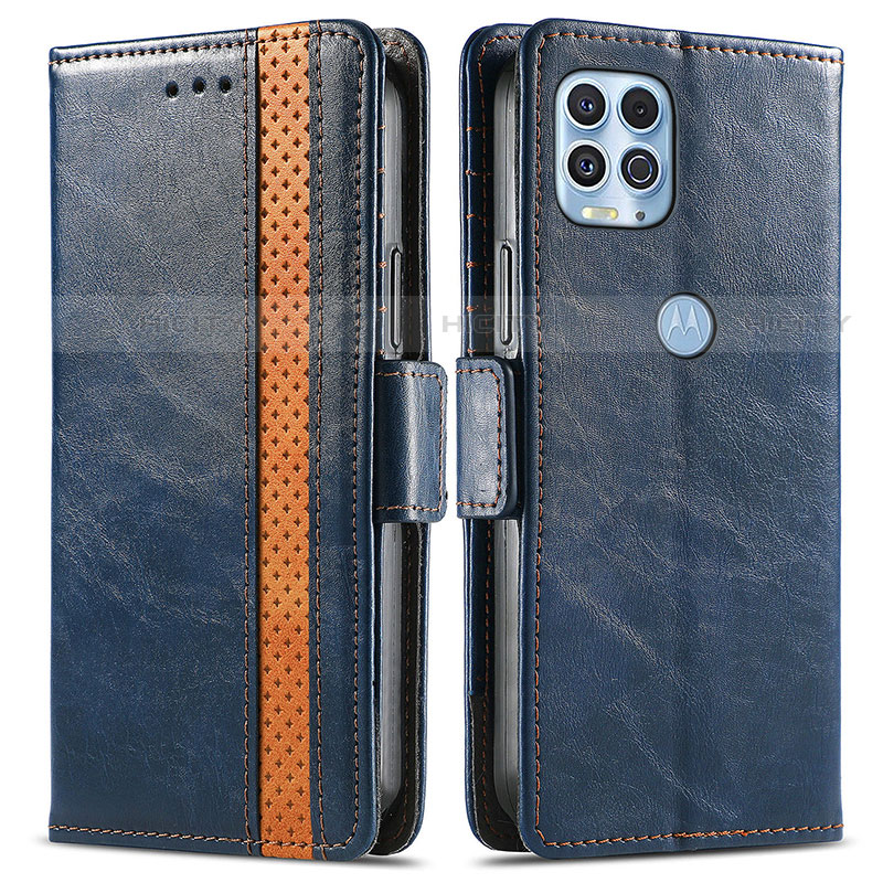 Funda de Cuero Cartera con Soporte Carcasa S02D para Motorola Moto G100 5G Azul