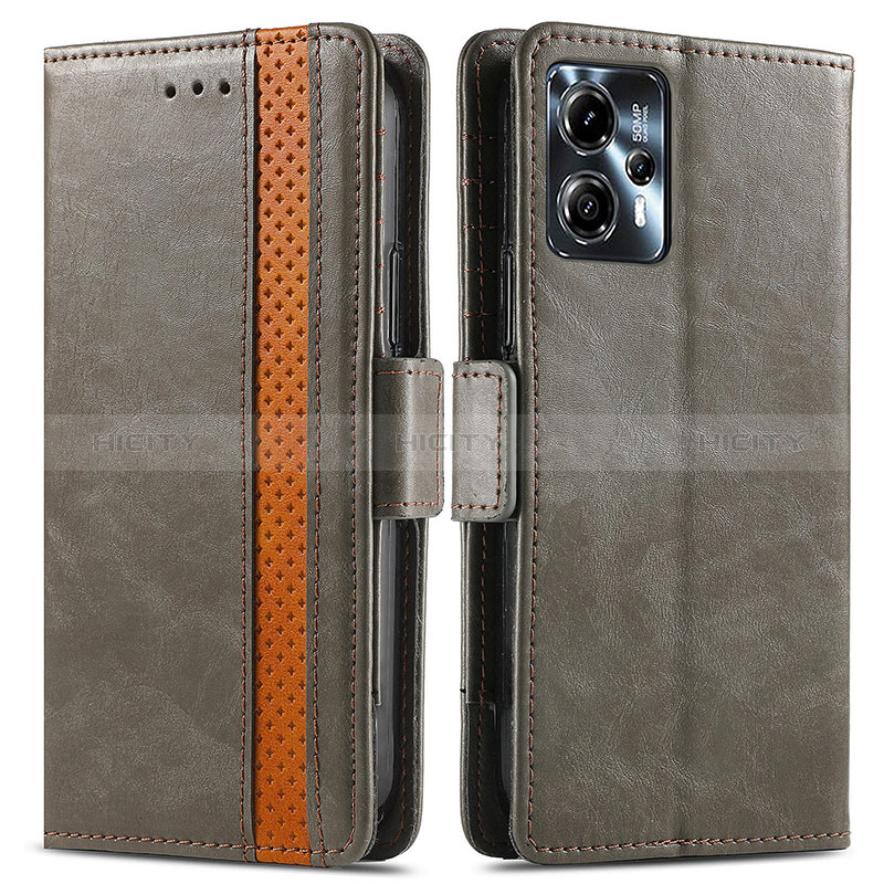 Funda de Cuero Cartera con Soporte Carcasa S02D para Motorola Moto G13 Gris