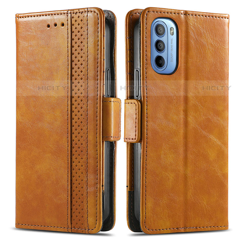 Funda de Cuero Cartera con Soporte Carcasa S02D para Motorola Moto G41 Marron Claro