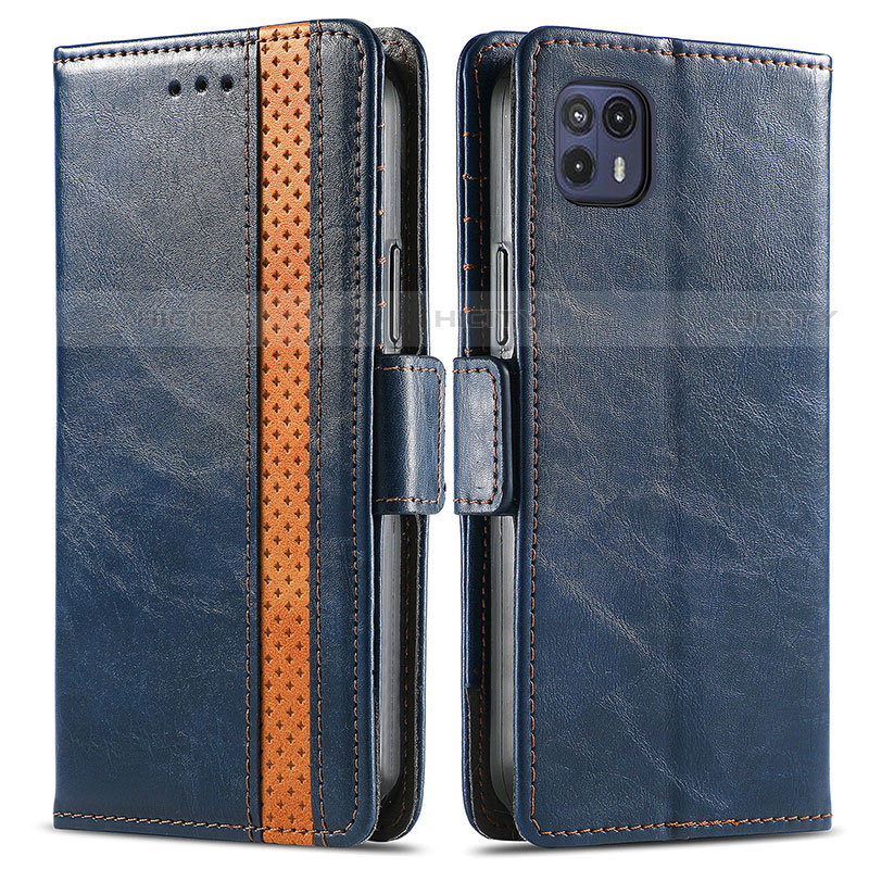 Funda de Cuero Cartera con Soporte Carcasa S02D para Motorola Moto G50 5G Azul