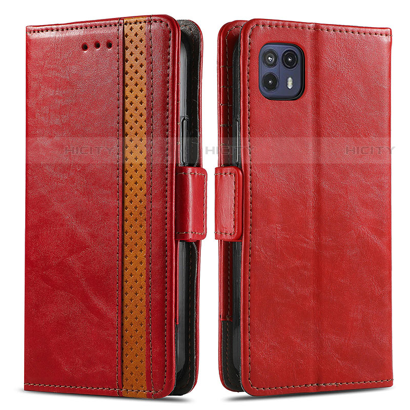 Funda de Cuero Cartera con Soporte Carcasa S02D para Motorola Moto G50 5G Rojo