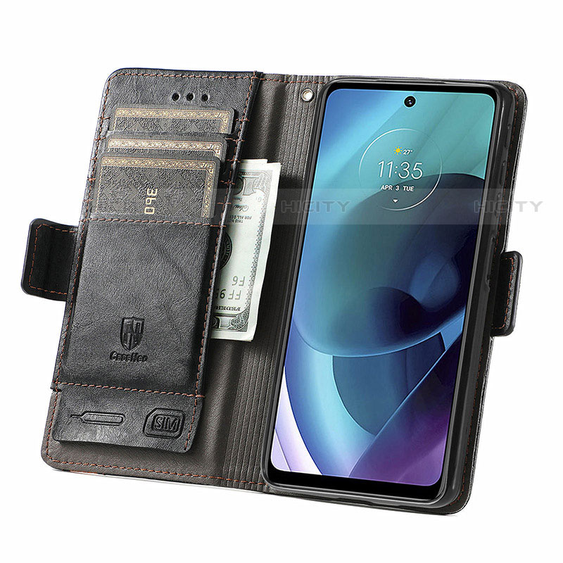 Funda de Cuero Cartera con Soporte Carcasa S02D para Motorola Moto G51 5G