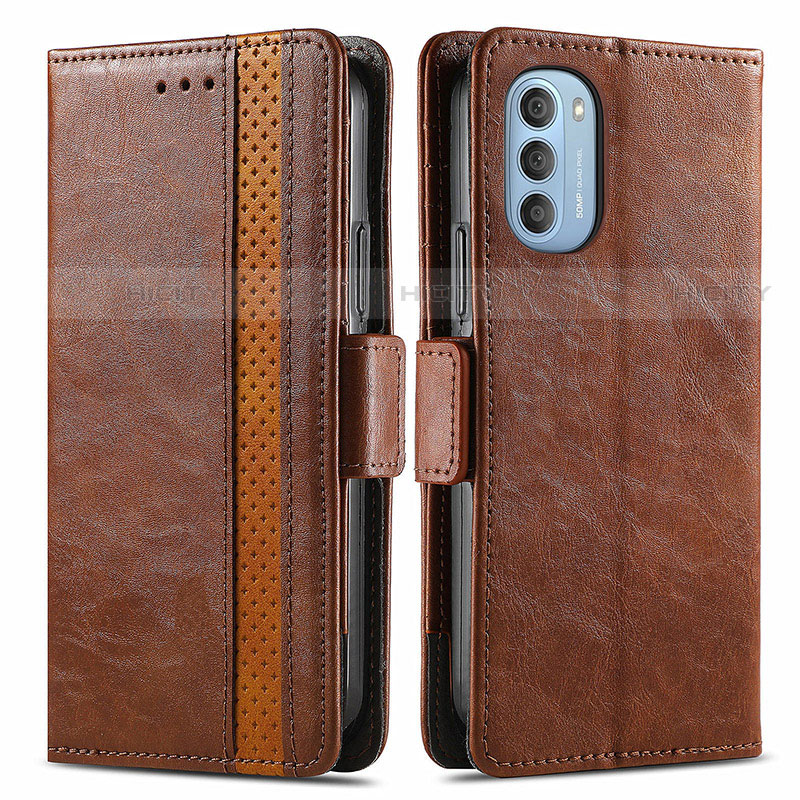 Funda de Cuero Cartera con Soporte Carcasa S02D para Motorola Moto G51 5G Marron