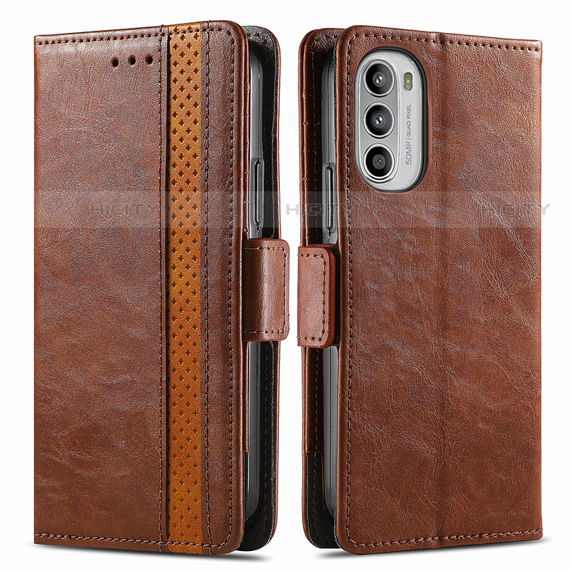 Funda de Cuero Cartera con Soporte Carcasa S02D para Motorola MOTO G52 Marron