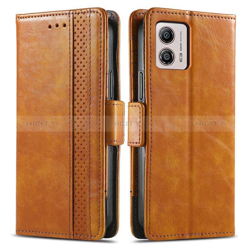 Funda de Cuero Cartera con Soporte Carcasa S02D para Motorola Moto G53j 5G Marron Claro