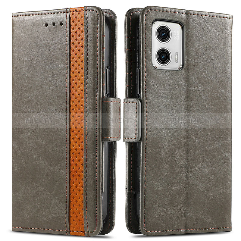 Funda de Cuero Cartera con Soporte Carcasa S02D para Motorola Moto G73 5G Gris