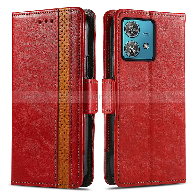 Funda de Cuero Cartera con Soporte Carcasa S02D para Motorola Moto G84 5G Rojo