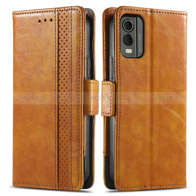 Funda de Cuero Cartera con Soporte Carcasa S02D para Nokia C210 Marron Claro