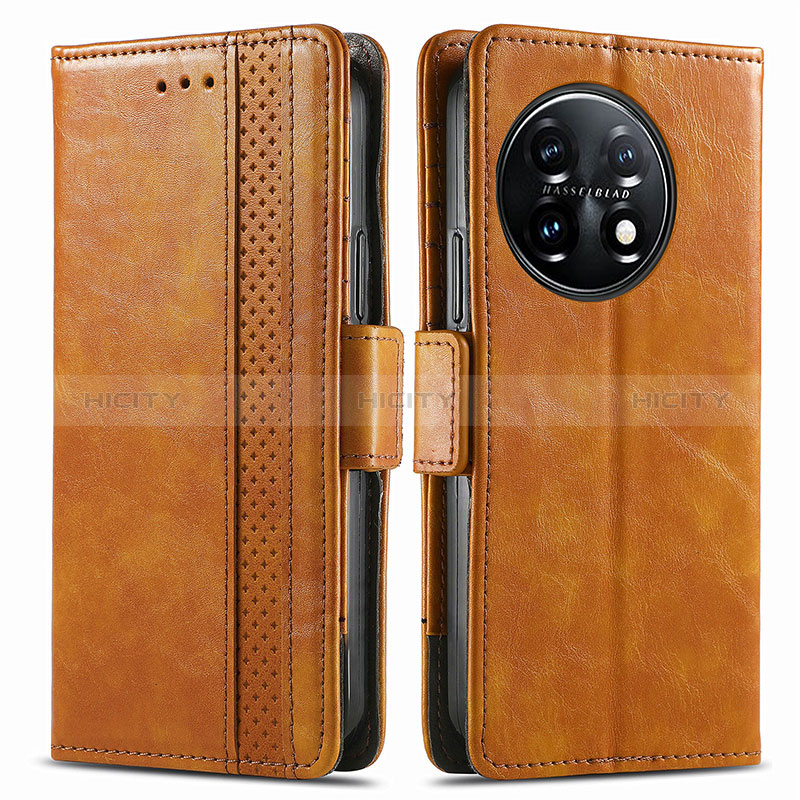 Funda de Cuero Cartera con Soporte Carcasa S02D para OnePlus 11 5G Marron Claro