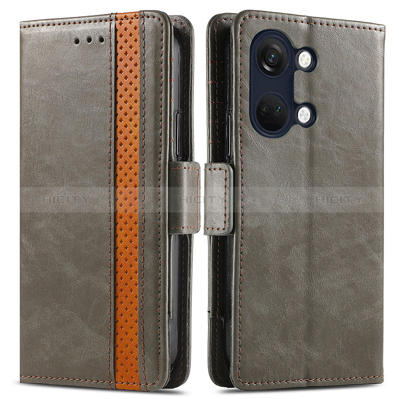 Funda de Cuero Cartera con Soporte Carcasa S02D para OnePlus Ace 2V 5G Gris