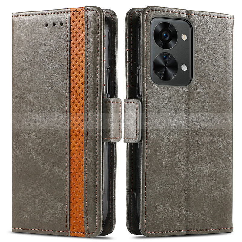 Funda de Cuero Cartera con Soporte Carcasa S02D para OnePlus Nord 2T 5G Gris