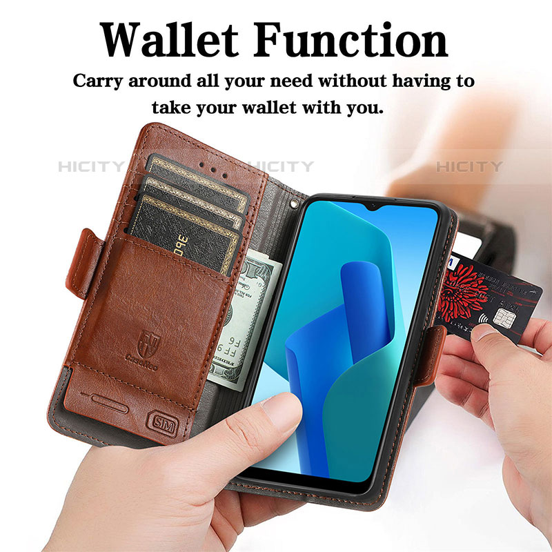 Funda de Cuero Cartera con Soporte Carcasa S02D para Oppo A16e