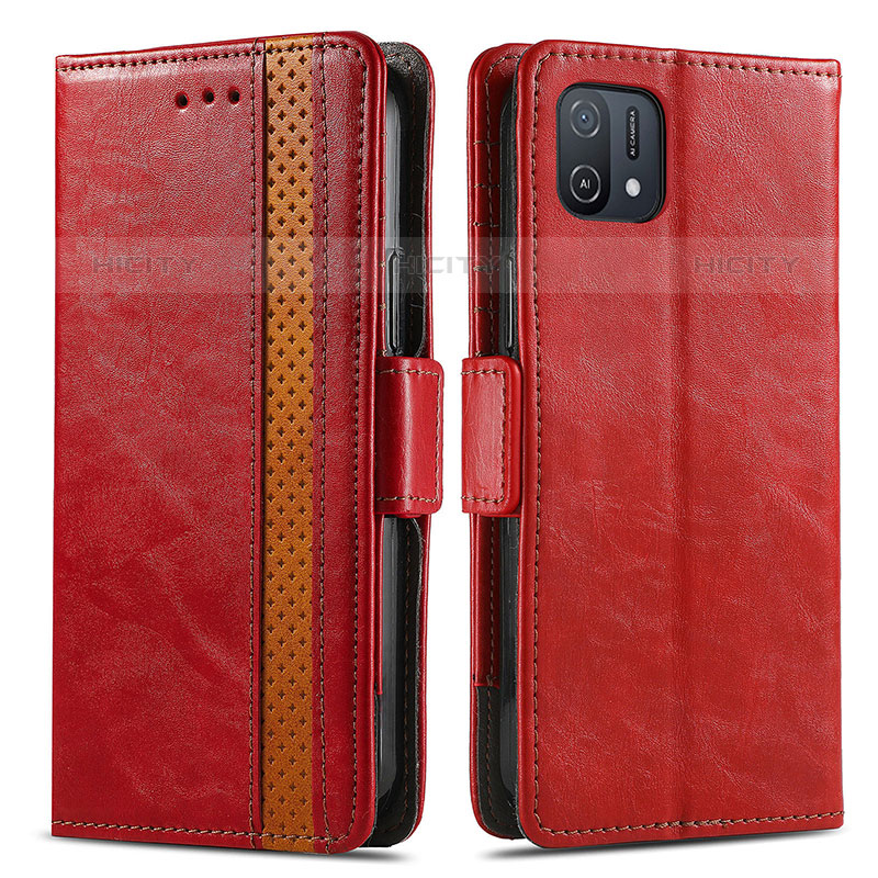 Funda de Cuero Cartera con Soporte Carcasa S02D para Oppo A16K Rojo