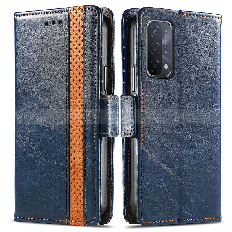 Funda de Cuero Cartera con Soporte Carcasa S02D para Oppo A54 5G Azul