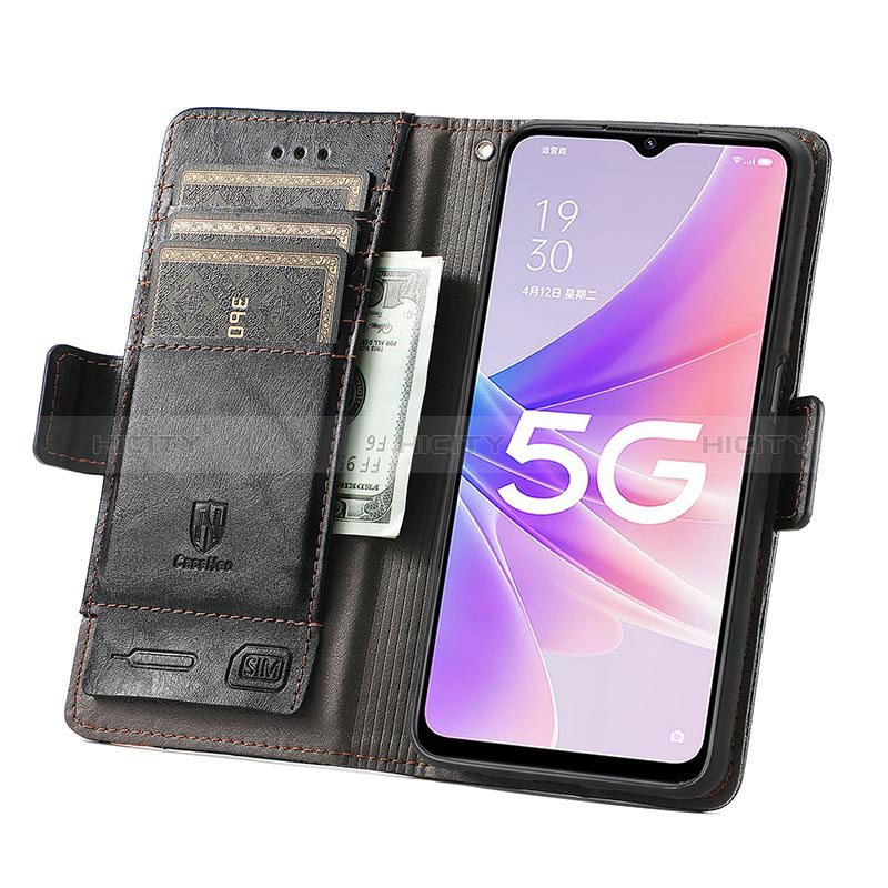 Funda de Cuero Cartera con Soporte Carcasa S02D para Oppo A57 5G