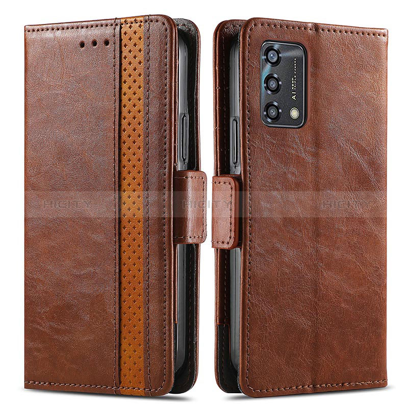 Funda de Cuero Cartera con Soporte Carcasa S02D para Oppo F19 Marron