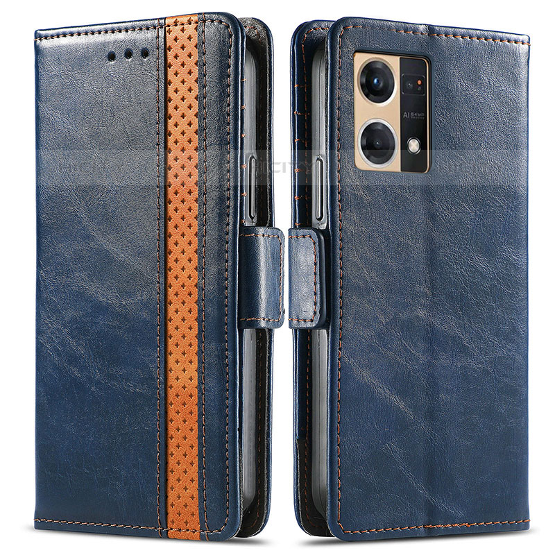 Funda de Cuero Cartera con Soporte Carcasa S02D para Oppo F21s Pro 4G Azul