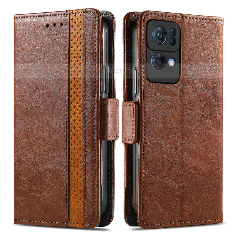 Funda de Cuero Cartera con Soporte Carcasa S02D para Oppo Reno7 Pro 5G Marron