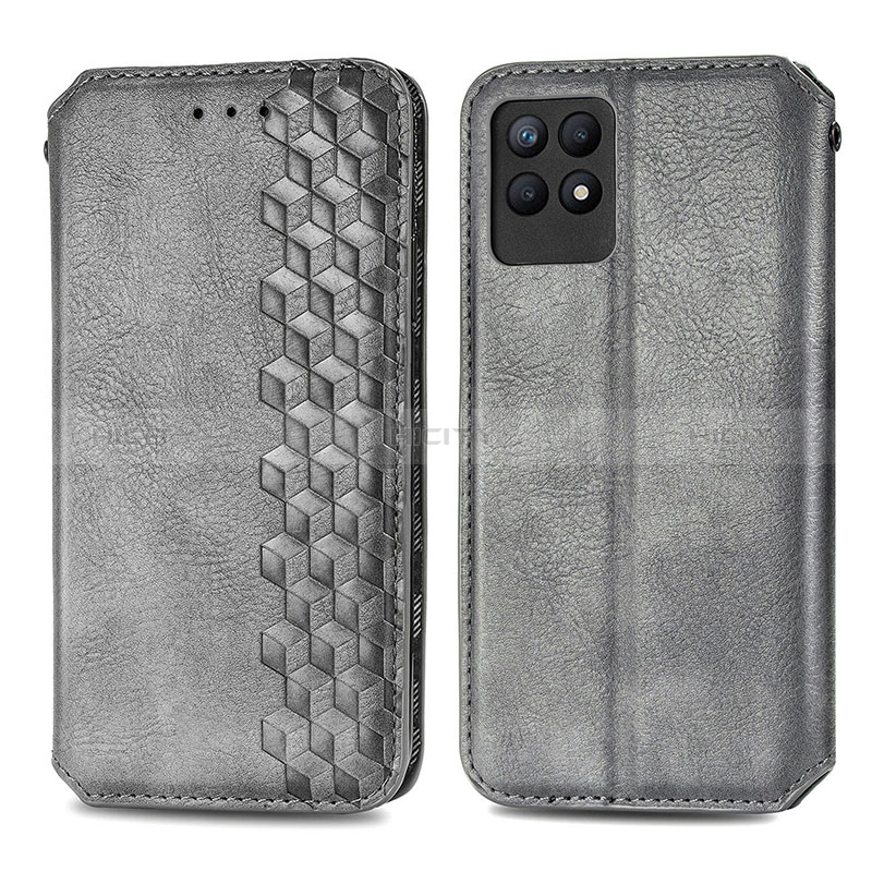 Funda de Cuero Cartera con Soporte Carcasa S02D para Realme 8i Gris