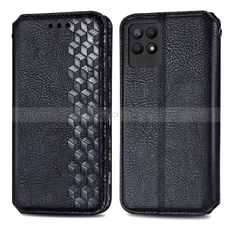 Funda de Cuero Cartera con Soporte Carcasa S02D para Realme 8i Negro