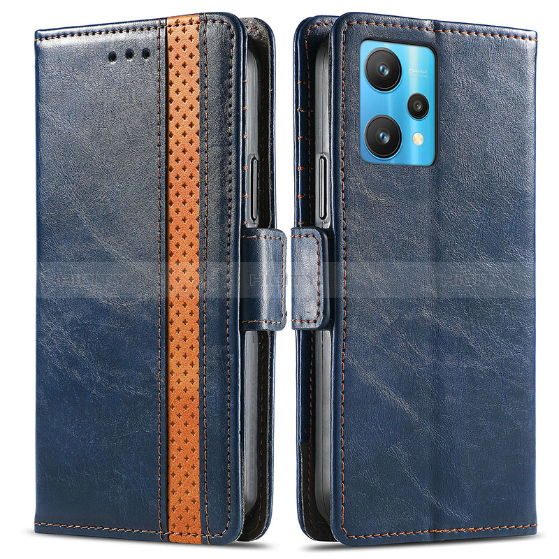 Funda de Cuero Cartera con Soporte Carcasa S02D para Realme 9 Pro+ Plus 5G Azul