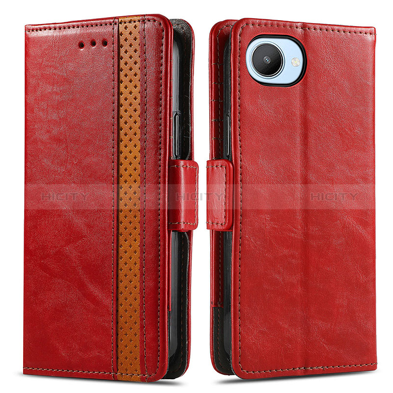 Funda de Cuero Cartera con Soporte Carcasa S02D para Realme C30s Rojo