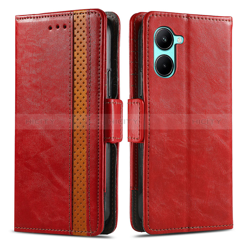 Funda de Cuero Cartera con Soporte Carcasa S02D para Realme C33 Rojo