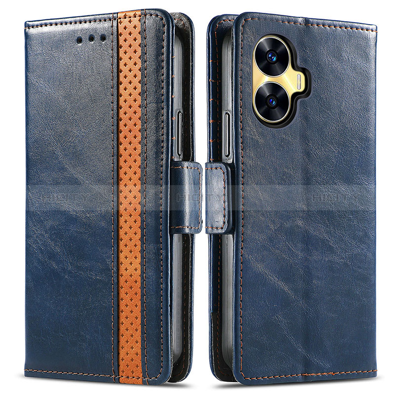 Funda de Cuero Cartera con Soporte Carcasa S02D para Realme C55 Azul