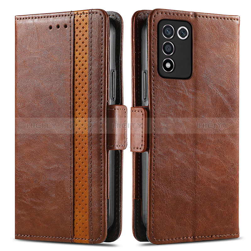 Funda de Cuero Cartera con Soporte Carcasa S02D para Realme Q3t 5G Marron