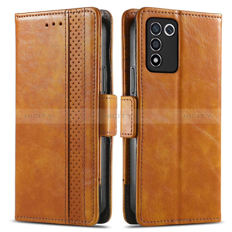 Funda de Cuero Cartera con Soporte Carcasa S02D para Realme Q3t 5G Marron Claro