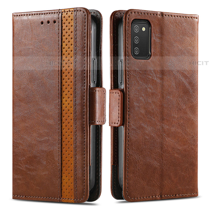 Funda de Cuero Cartera con Soporte Carcasa S02D para Samsung Galaxy A03s Marron