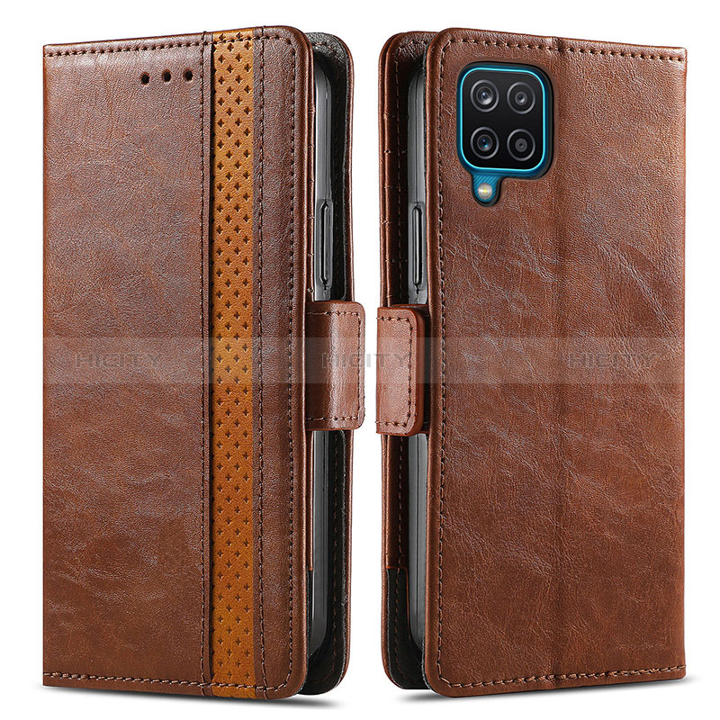 Funda de Cuero Cartera con Soporte Carcasa S02D para Samsung Galaxy A12 5G Marron