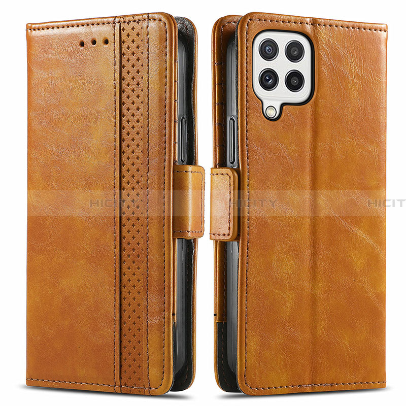 Funda de Cuero Cartera con Soporte Carcasa S02D para Samsung Galaxy A22 4G Marron Claro