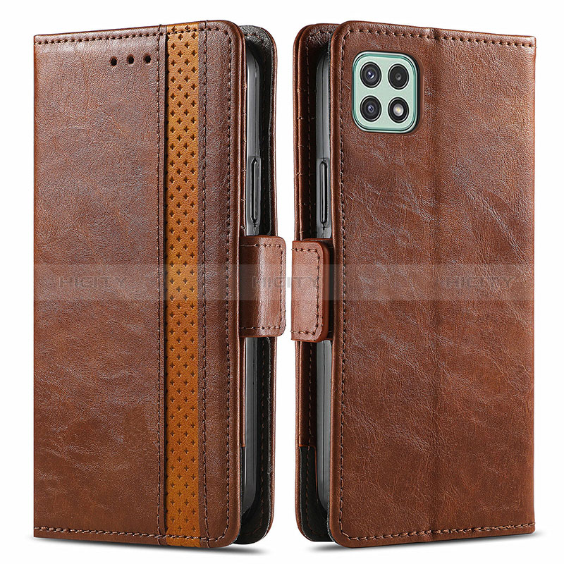 Funda de Cuero Cartera con Soporte Carcasa S02D para Samsung Galaxy A22s 5G Marron