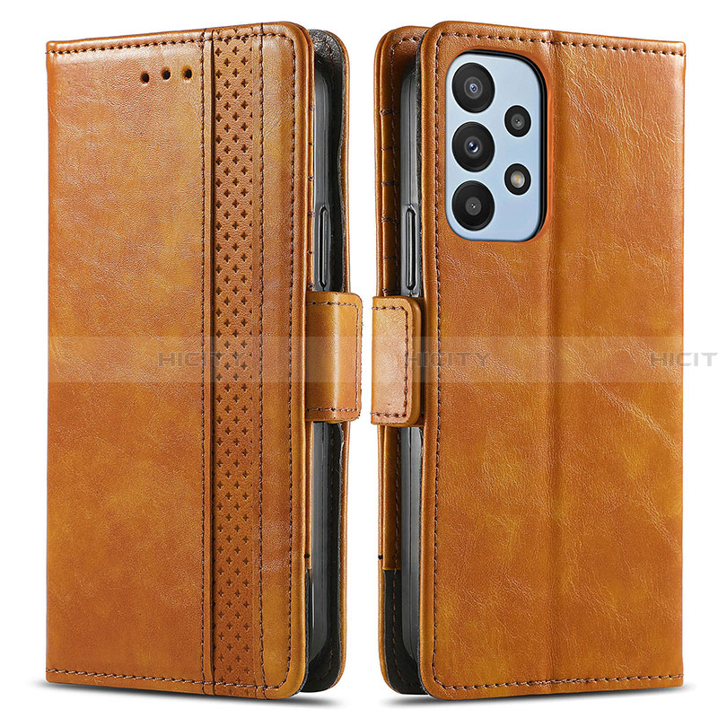 Funda de Cuero Cartera con Soporte Carcasa S02D para Samsung Galaxy A23 4G Marron Claro