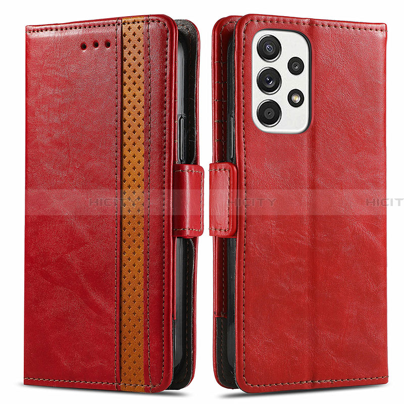 Funda de Cuero Cartera con Soporte Carcasa S02D para Samsung Galaxy A33 5G Rojo