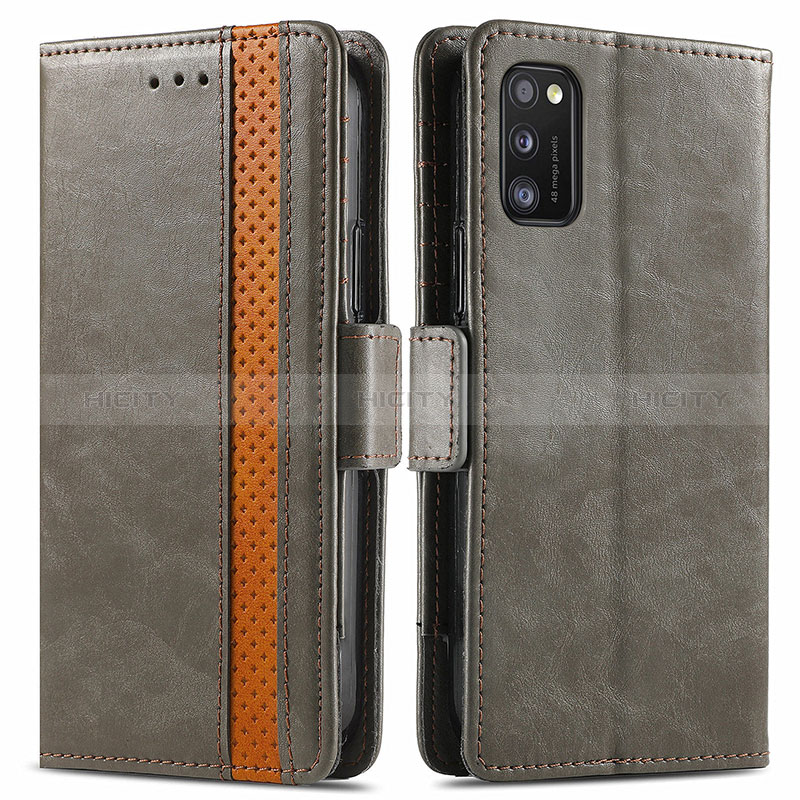 Funda de Cuero Cartera con Soporte Carcasa S02D para Samsung Galaxy A41 Gris