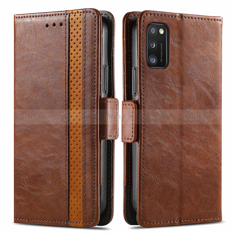 Funda de Cuero Cartera con Soporte Carcasa S02D para Samsung Galaxy A41 Marron