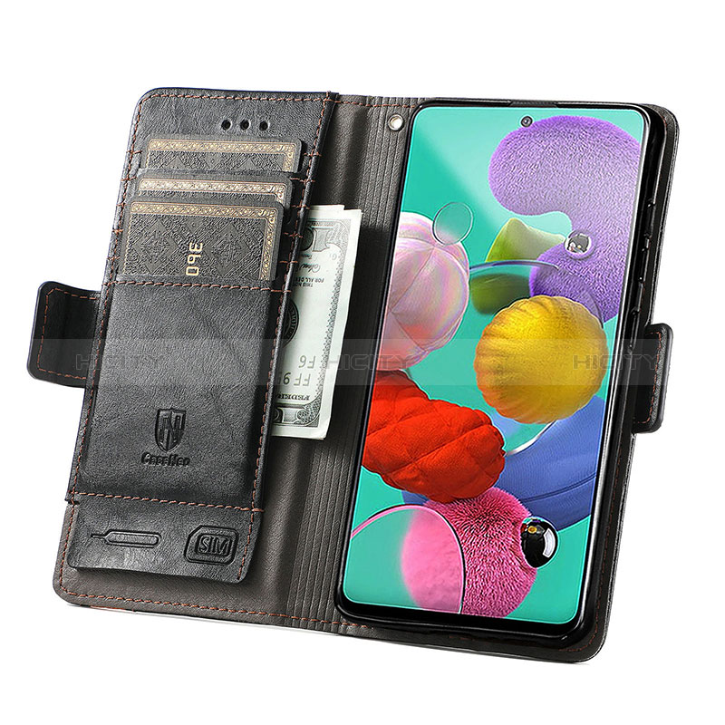 Funda de Cuero Cartera con Soporte Carcasa S02D para Samsung Galaxy A51 4G