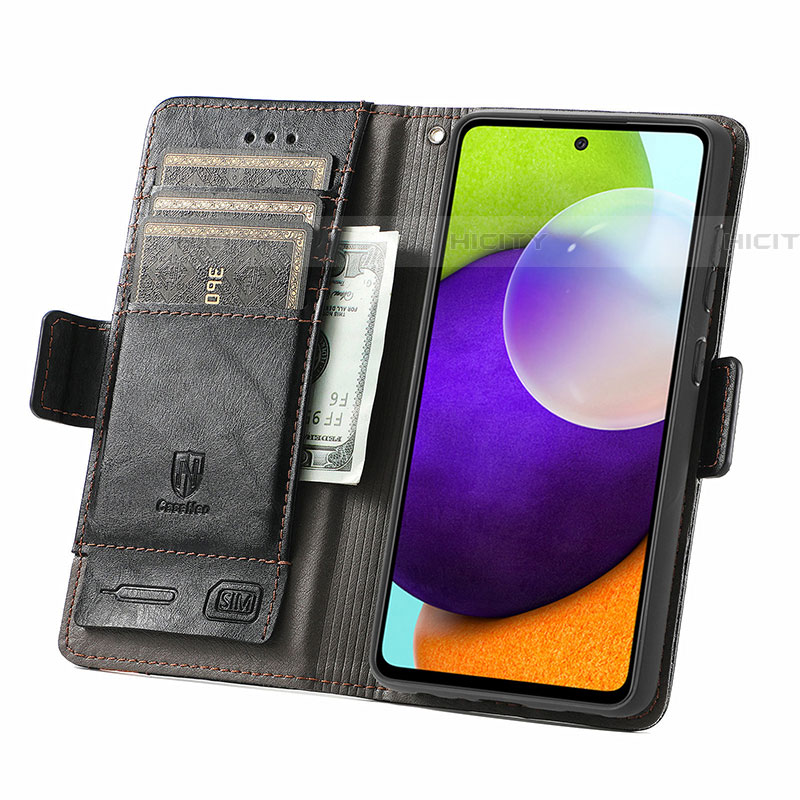 Funda de Cuero Cartera con Soporte Carcasa S02D para Samsung Galaxy A52 4G