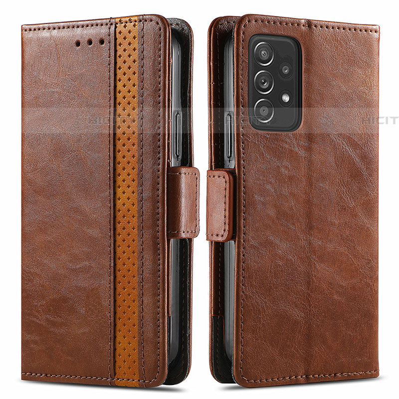 Funda de Cuero Cartera con Soporte Carcasa S02D para Samsung Galaxy A52 4G Marron