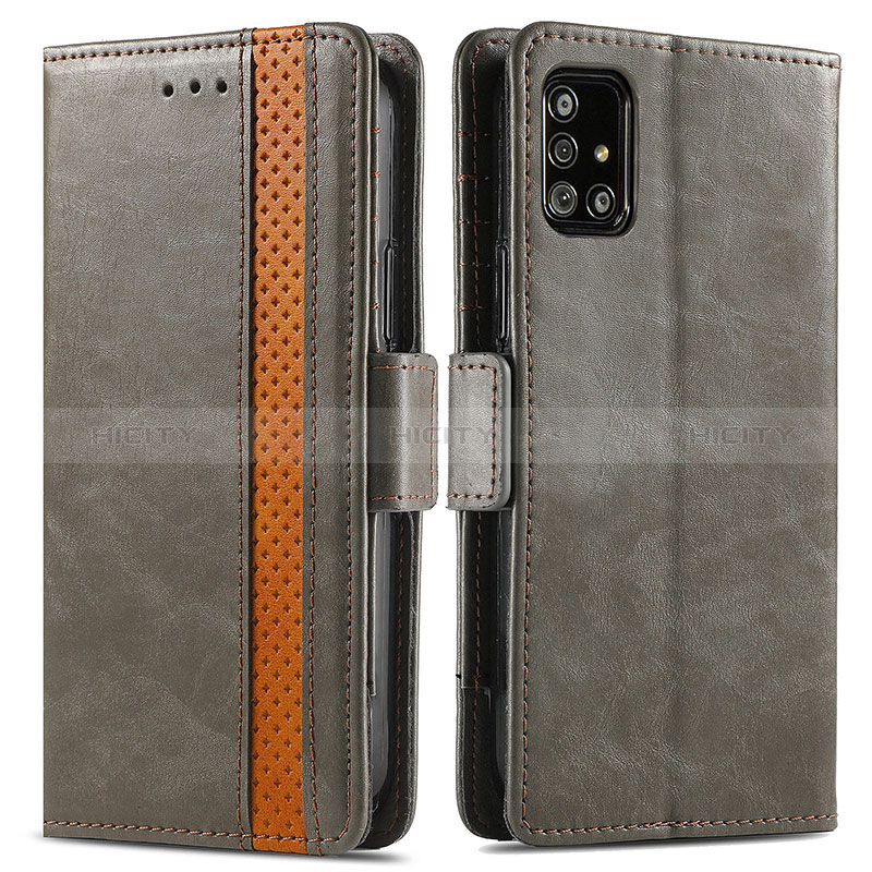 Funda de Cuero Cartera con Soporte Carcasa S02D para Samsung Galaxy A71 4G A715 Gris