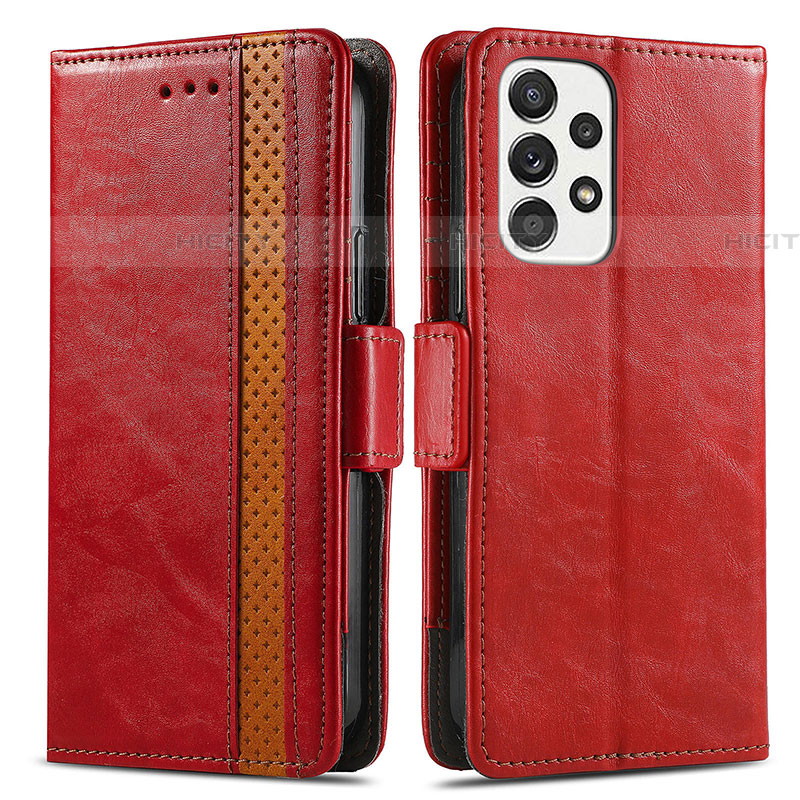 Funda de Cuero Cartera con Soporte Carcasa S02D para Samsung Galaxy A73 5G Rojo