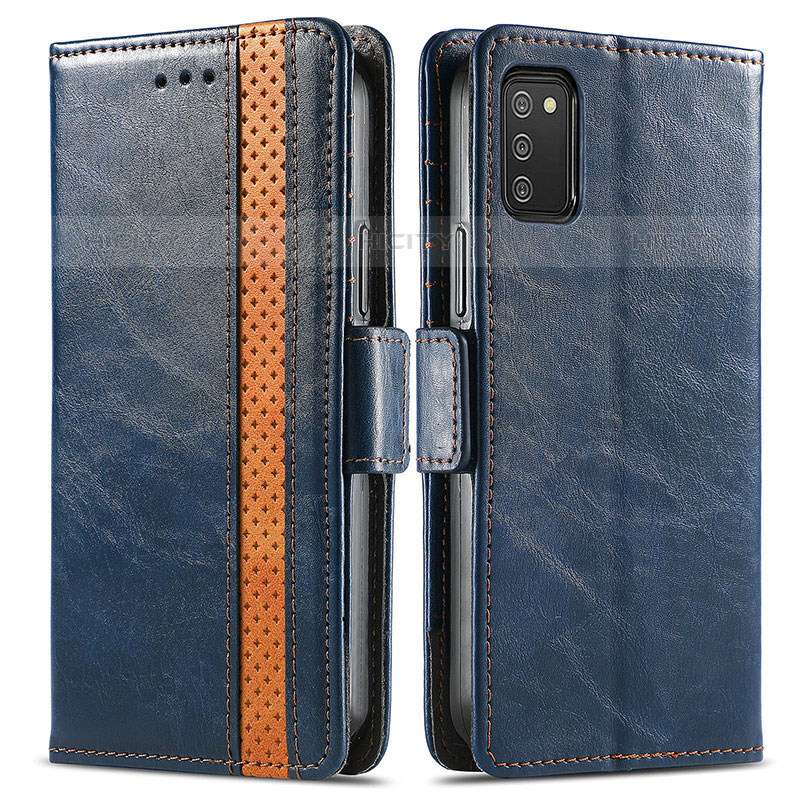 Funda de Cuero Cartera con Soporte Carcasa S02D para Samsung Galaxy M02s Azul